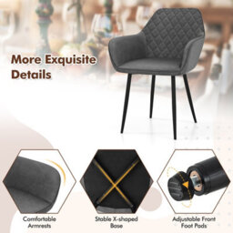 Gainoom Leisure Grey Dining Chair Set Of 2 Upholstered Accent Chairs - thumbnail 6
