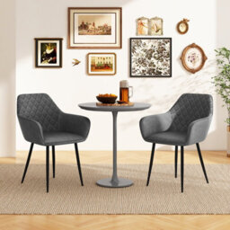Gainoom Leisure Grey Dining Chair Set Of 2 Upholstered Accent Chairs - thumbnail 3