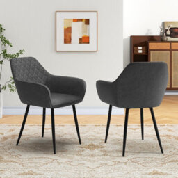 Gainoom Leisure Grey Dining Chair Set Of 2 Upholstered Accent Chairs - thumbnail 4