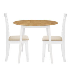 Hallowood Furniture Ledbury Drop Leaf Round Table Set With 2 Chairs In White Painted And Oak Finish - thumbnail 8