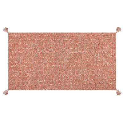 Wyld And Coco Boho Cotton Rug Orange 80 X 150 Cm Hand-Tufted, Low Pile, Tassel Trim - image 1