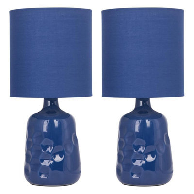 First Choice Lighting Set Of 2 Dimple 29Cm Navy Lamps - image 1