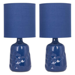 First Choice Lighting Set Of 2 Dimple 29Cm Navy Lamps