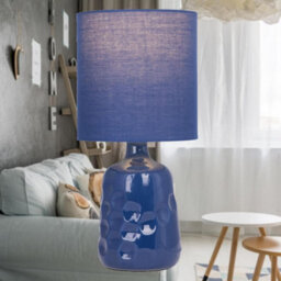 First Choice Lighting Set Of 2 Dimple 29Cm Navy Lamps - thumbnail 7