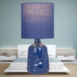 First Choice Lighting Set Of 2 Dimple 29Cm Navy Lamps - thumbnail 8