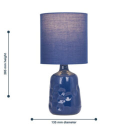 First Choice Lighting Set Of 2 Dimple 29Cm Navy Lamps - thumbnail 9