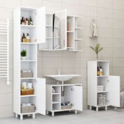 Berkfield Bathroom Cabinet White 30X30X179 Cm Engineered Wood - thumbnail 9