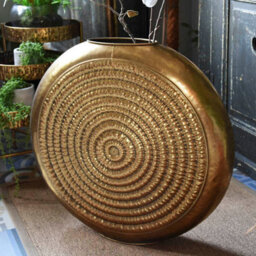 Madison & Mayfair Timeless Antique Gold Oval Embossed Metal Vase - thumbnail 4