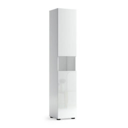 FurniComp LTD Furnicomp Vida 2 Door 34Cm White Gloss Tall Free Standing Bathroom Storage Cabinet - thumbnail 2