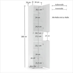 FurniComp LTD Furnicomp Vida 2 Door 34Cm White Gloss Tall Free Standing Bathroom Storage Cabinet - thumbnail 3