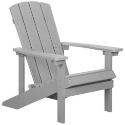 Beliani Garden Chair With Interchangeable Footstool, Light Grey, Weatherproof Faux-Wood Finish - thumbnail 4