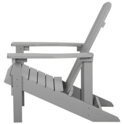 Beliani Garden Chair With Interchangeable Footstool, Light Grey, Weatherproof Faux-Wood Finish - thumbnail 6