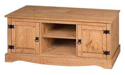 Tv Unit Stand 2 Door Media Flatscreen Television Pine By - image 1