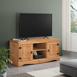 Tv Unit Stand 2 Door Media Flatscreen Television Pine By - thumbnail 3