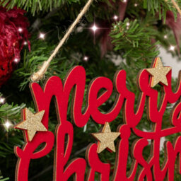 Melody Maison Large Dark Red Velvet & Gold Glitter 'merry Christmas' Hanging Sign Decoration - thumbnail 2