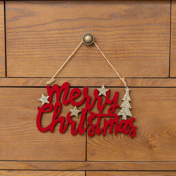 Melody Maison Large Dark Red Velvet & Gold Glitter 'merry Christmas' Hanging Sign Decoration - thumbnail 4