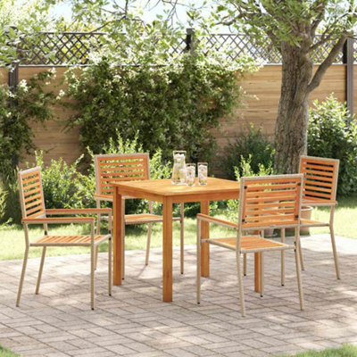 Berkfield Garden Dining Set 5 Pcs Beige Poly Rattan - image 1
