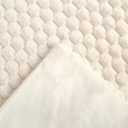 OHS Waffle Throw Over Bed Blanket Faux Fur Soft Warm Fleece, Cream - 125 X 150Cm - thumbnail 7