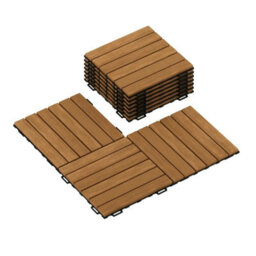 Furinno Tioman Outdoor Floor Decking Wood Tile Interlock 10Pc/ctn, Honey Oak Color - thumbnail 3