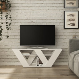Decortie Pipralla Modern Tv Unit Multimedia Centre White With Shelves 110Cm - thumbnail 6