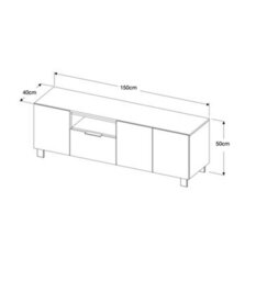 Furneo Living Room Set Tv Stand Display Cabinet Sideboard Coffee Table Oak & Black Concrete Effect White Led Lights Enzo 2/4/6/8 - thumbnail 3