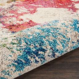 Ivory/multi Rug, 6mm Thick Stain-Resistant Graphics Rug, Abstract Modern Rug For Bedroom, & Dining Room-66Cm X 305Cm (Runner) - thumbnail 8