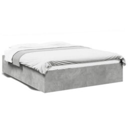 Berkfield Bed Frame Without Mattress Concrete Grey 150X200 Cm King Size - thumbnail 2