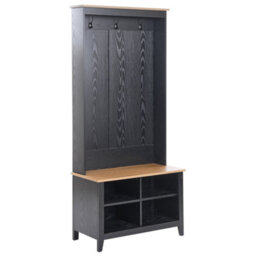 Beliani Shoe Storage With Coat Rack Durack Black/ Light Brown - thumbnail 1