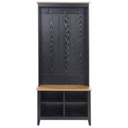 Beliani Shoe Storage With Coat Rack Durack Black/ Light Brown - thumbnail 4