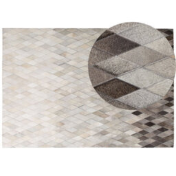 Beliani Rug Maldan Beige 160 X 230 Cm Leather