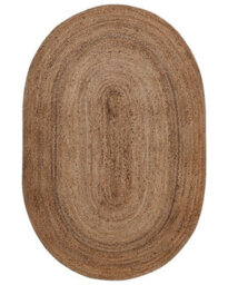 Beliani Natural Living Beige Jute Area Rug 100 X 150 Cm Braided Oval - thumbnail 1