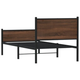 Berkfield Metal Bed Frame Without Mattress Brown Oak 90X190 Cm Single - thumbnail 7