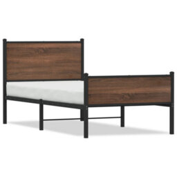 Berkfield Metal Bed Frame Without Mattress Brown Oak 90X190 Cm Single - thumbnail 2