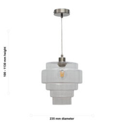 First Choice Lighting Set Of 2 Benson - 5 Tier Glass & Satin Nickel Ceiling Pendant Lights - thumbnail 6