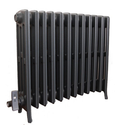 Electric 4 Column Sovereign Cast Iron Radiator - 660mm(H) X 750mm (W) - Anthracite Grey Ral 7016 - image 1