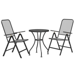 Berkfield 3 Piece Garden Dining Set Expanded Metal Mesh Anthracite - thumbnail 3