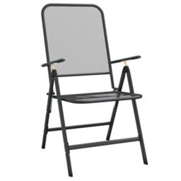 Berkfield 3 Piece Garden Dining Set Expanded Metal Mesh Anthracite - thumbnail 8