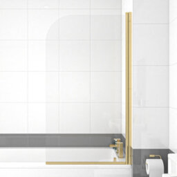 Nes Home 1700mm Square Bath With Legs And Brushed Brass Frame Curved Bath Screen - thumbnail 5