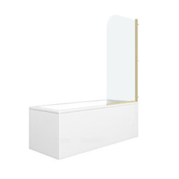 Nes Home 1700mm Square Bath With Legs And Brushed Brass Frame Curved Bath Screen - thumbnail 6