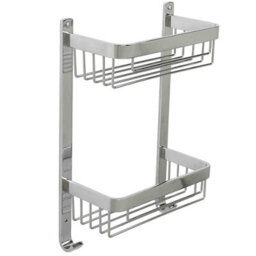Croydex Chrome Effect Aluminium 2 Compartments Shower Caddy (W)25.5Cm