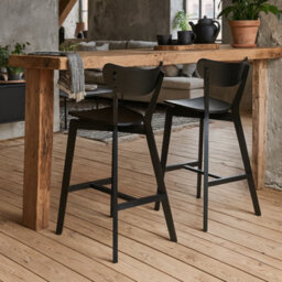 Wyld Haus Set Of 2 Saffron Black Wooden Bar Stools With Footrest - thumbnail 2