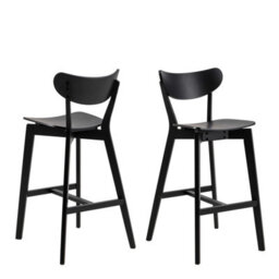 Wyld Haus Set Of 2 Saffron Black Wooden Bar Stools With Footrest - thumbnail 3