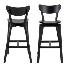 Wyld Haus Set Of 2 Saffron Black Wooden Bar Stools With Footrest - thumbnail 4