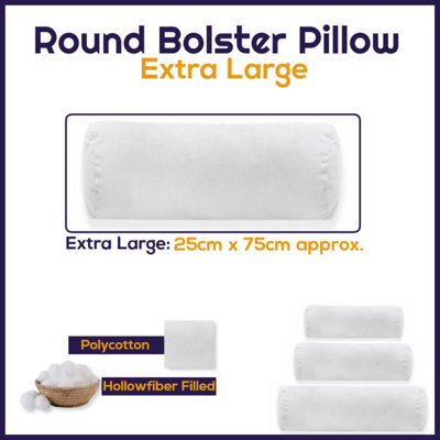 ARLinens Round Shaped Bolster Pillow White Cushion Long Body Support Orthopaedic Cylindrical Shape Pillow - image 1