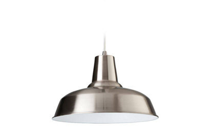 Luminosa Lighting Luminosa Smart 1 Light Dome Ceiling Pendant Brushed Steel, White Inside, E27