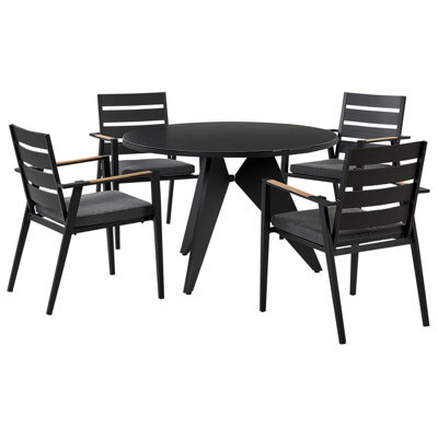Beliani Garden Dining Set 4 Seater Olmetto/taviano With Cushions Metal Black - image 1
