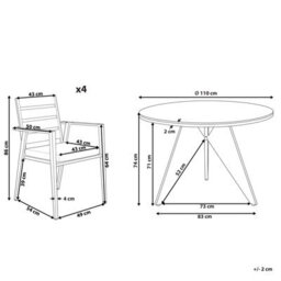 Beliani Garden Dining Set 4 Seater Olmetto/taviano With Cushions Metal Black - thumbnail 3