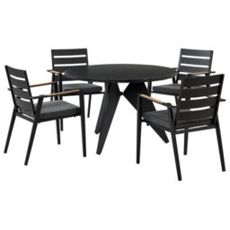 Beliani Garden Dining Set 4 Seater Olmetto/taviano Black Metal With Cushions