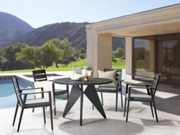 Beliani Garden Dining Set 4 Seater Olmetto/taviano With Cushions Metal Black - thumbnail 2