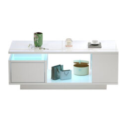 Btm High Gloss Coffee Table With Drawer Open Storage And Led Lights For Living Room - thumbnail 8